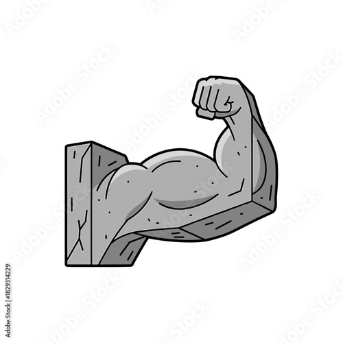 Stone muscular arm strength illustration on transparent background