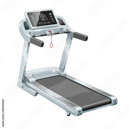 Treadmill exercise machine illustration on transparent background