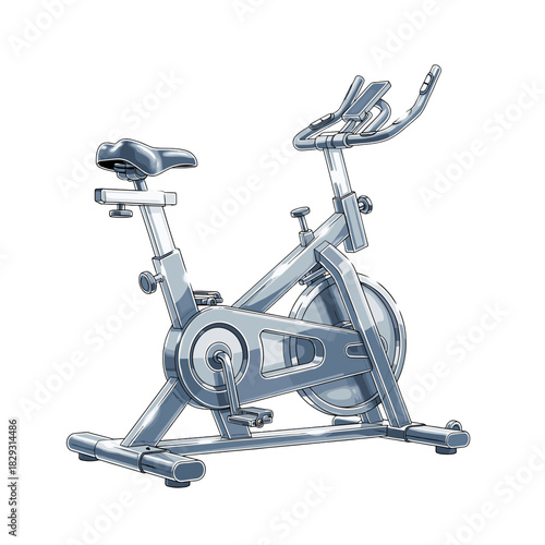 Stationary bike for fitness, exercise machine on transparent background