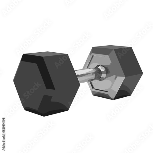 Isolated metal dumbbell for fitness on transparent background