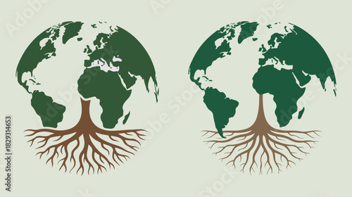 Earth tree illustration environmental concept vector graphics