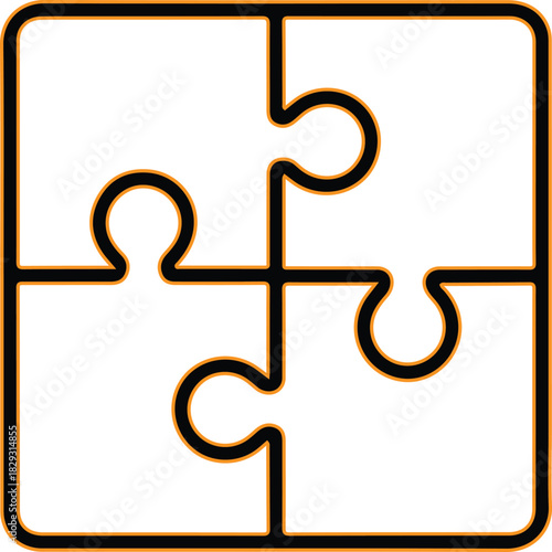 Four connected puzzle pieces forming a square