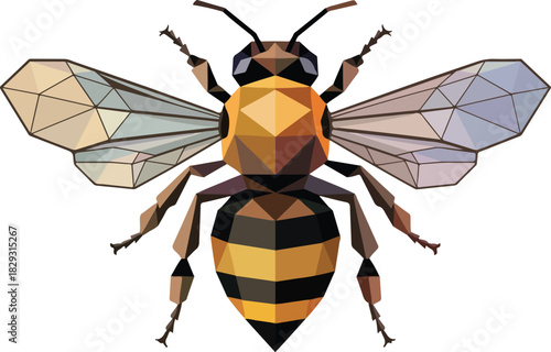 Geometric low poly illustration of a honey bee