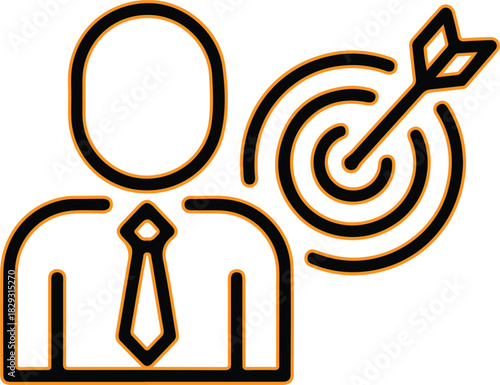 Business person with arrow hitting target icon