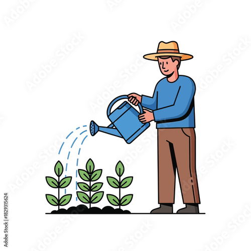 Person Watering Plants in a Garden Cultivating Growth and Nurturing Nature