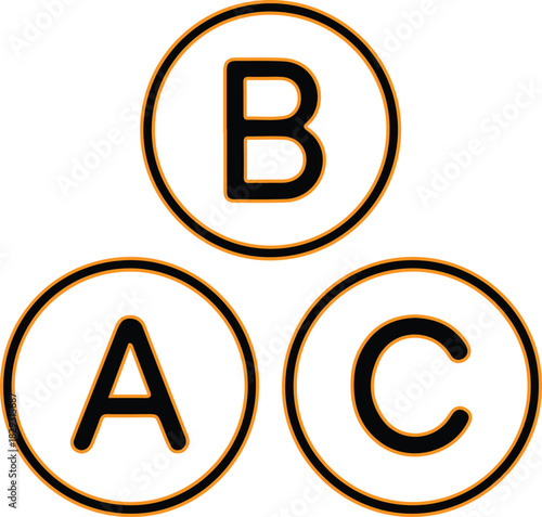 Three circles with letters a b c inside