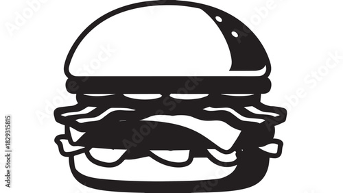 Minimalist black and white hamburger icon illustration for graphic design and branding.