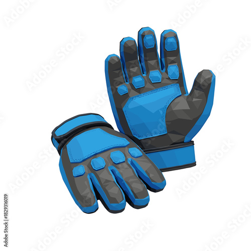 Blue and gray protective gloves equipment on transparent background