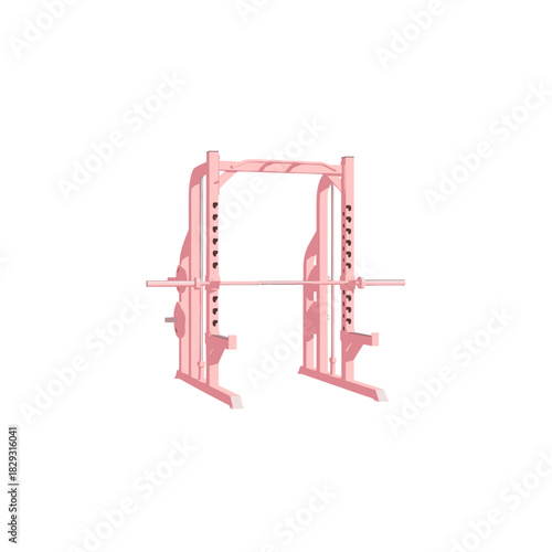 Pink Smith machine weight training equipment on transparent background