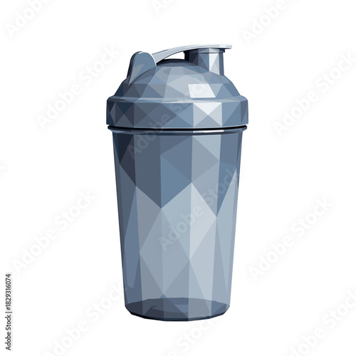 Geometric style protein shaker bottle, on transparent background