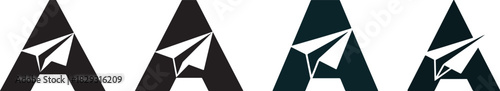 Paper airplane in letter a logo design
