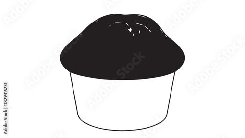 Minimalist cupcake icon with dark top and white base silhouette.