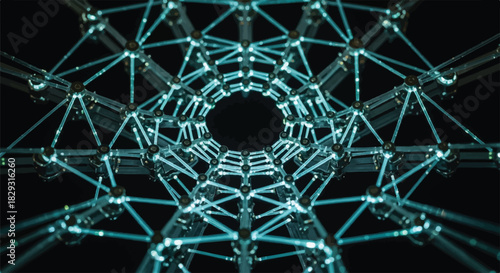 Abstract Wireframe Network Tunnel or Portal Background