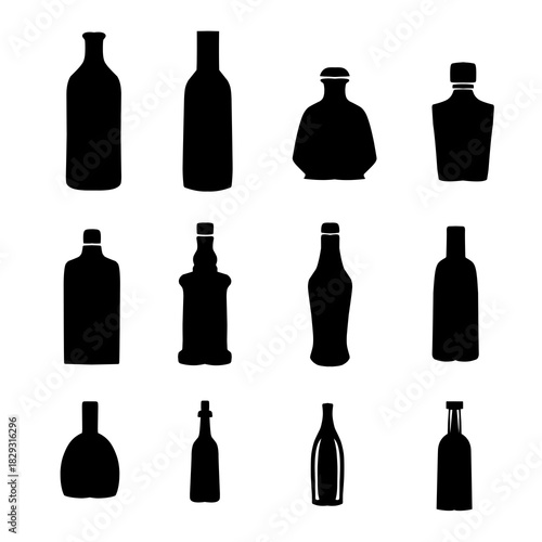 set of different silhouette plastic bottles