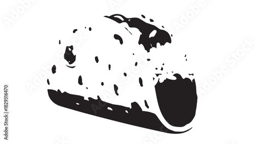 Minimalist Illustration of a Sliced Bread Crust and Crumbs.