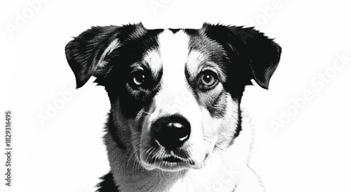 High-Contrast Digital Painting of a Jack Russell Mix Dog Portrait