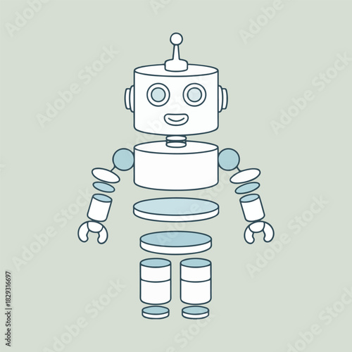 Simple and cute cartoon robot design