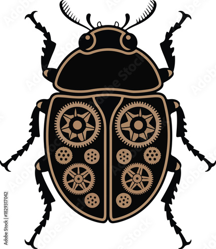 Steampunk mechanical beetle vector illustration