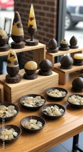 Artisan Chocolate Display - Exquisite Confections and Gourmet Treats.