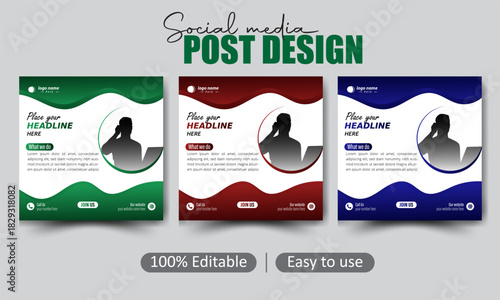  A vibrant social media post design, tailored for a digital marketing agency, showcasing editable templates for promotions and engagement.