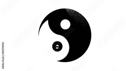 Classic Yin Yang symbol in black and white, illustrating balance, harmony, and the duality of complementary forces.