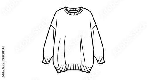 fashion sketch of a cozy oversized knit sweater with relaxed sleeves a simple silhouette
