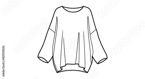 a simple illustration of a loose fitting oversized sweater in stark black and white silhouette