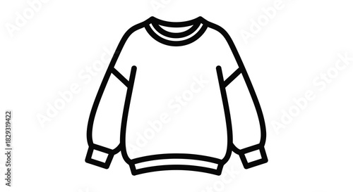 a simple line drawing depicting a classic crewneck sweater on a white background silhouette