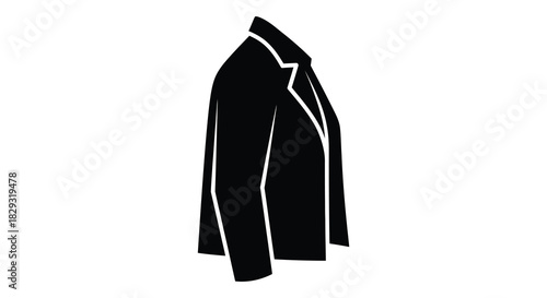 a black jacket design shown in a minimalist style featuring a distinct shape silhouette