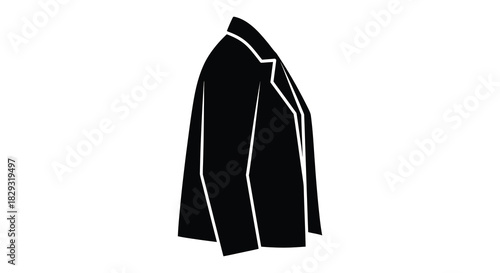 a stark black garment presented in a striking side profile a bold fashion silhouette