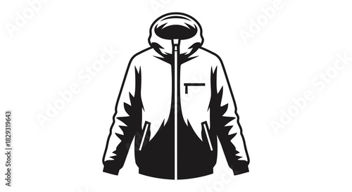 A striking black and white illustration of a hooded figure with a visible outline silhouette