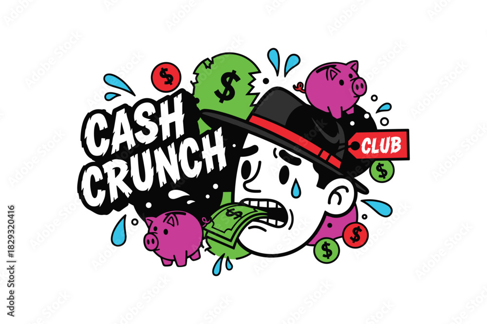 Fototapeta premium Cash Crunch Cool Street Art Character Apparel