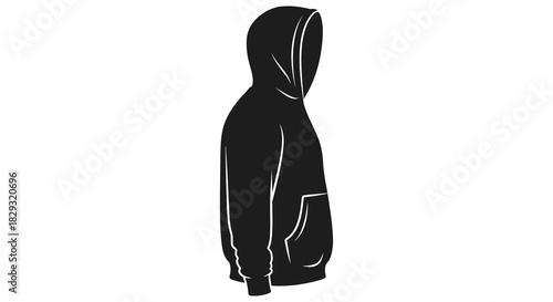 A stark depiction of a hooded figure in profile showcasing a dramatic silhouette