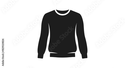 Simple black sweater graphic design isolated on a white background showcasing a minimalist silhouette