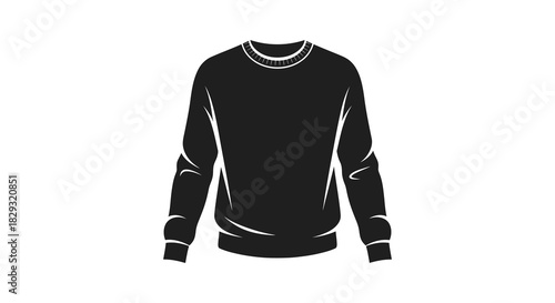 a simple black long sleeve sweater presented as a graphic design illustration silhouette