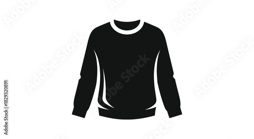 a simple black long sleeve sweater design isolated on a white background silhouette