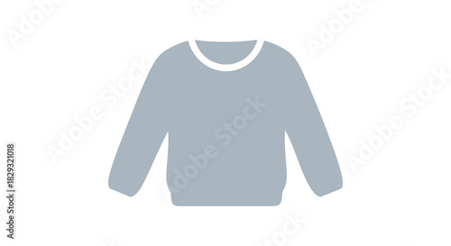 A minimalist depiction of a gray sweater with a crew neck and long sleeves silhouette