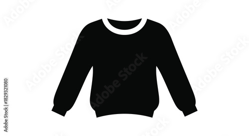 a simple black and white illustration of a classic long sleeved sweater silhouette