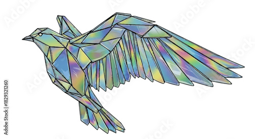 Abstract Geometric Polygon Bird Flying Rainbow Colors