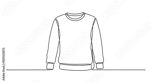 A single line drawing of a crewneck sweatshirt minimalist fashion illustration clean aesthetic silhouette
