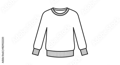 A simple illustration of a cozy crewneck sweater design presented as a clean silhouette