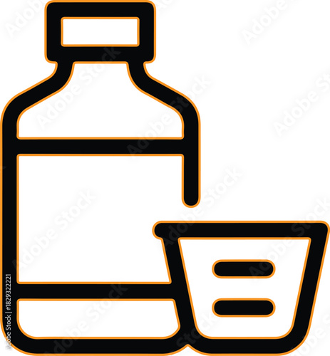 Medicine bottle and measuring cup icon