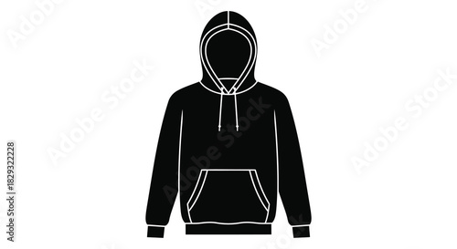 A simple depiction of a hooded sweatshirt front view showcasing its classic design silhouette