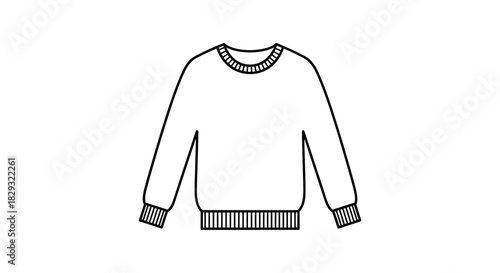 a simple line drawing of a cozy crewneck sweater showcasing its form silhouette