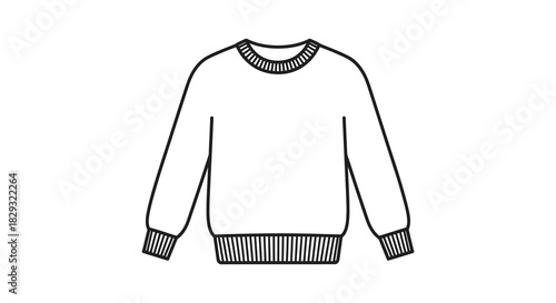 Simple line drawing of a classic crewneck sweater minimalist fashion illustration silhouette