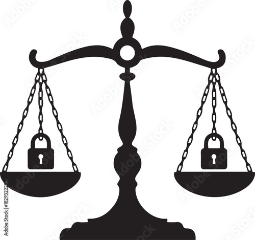 Justice balance scale symbol silhouette design
