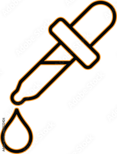 Dropper with a falling drop of liquid