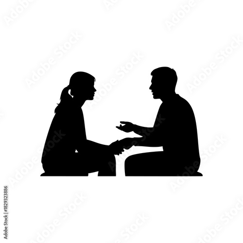 vector silhouette of a woman consulting with a psychologist
