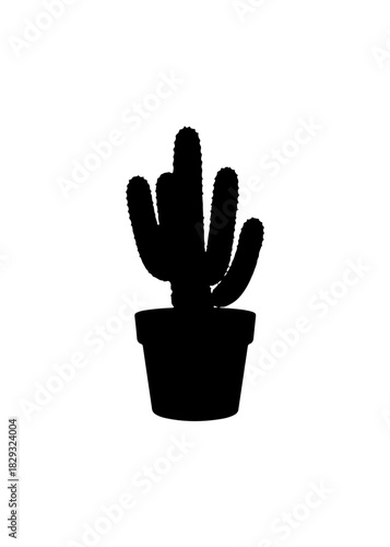 Elegant cactus in pot silhouette for modern desert designs and nature inspired projects