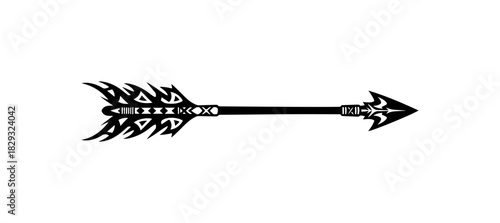 Detailed arrow illustration design, great for tattoo art or tribal pattern decorations.